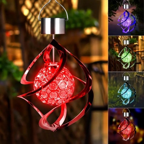 1 Adet Dekoratif Bağ Bahçe Balkon Dış Mekan Solar Güneş Enerjili Dekoratif Rgb LED Işık Spiral Işık Rüzgar Gülü