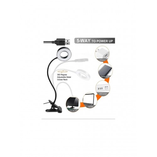 Kıskaçlı Akrobatik 3 Renk Masa Lambası Işık Şiddeti Rengi Ayarlanabilir USB Çalışma Işığı Kitap Okuma Lambası S1 Tek Kol Siyah