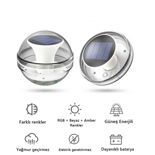 Solar Güneş Enerjili Dekoratif Suda Yüzen Solar Havuz Ledi- Dekoratif Havuz Aydınlatma