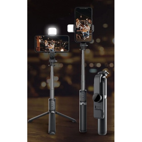 S03 Led Işıklı Tripod Bluetooth Kumandalı Üçü Birarada Selfie Çubuğu Monopod 