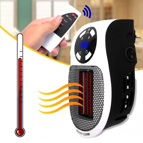 500W Uzaktan Kumandalı Taşınabilir Zaman Ayarlı Mini Elektrikli Isıtıcı Soba Sıcak Üfleyici - 220volt fişe takılan Karavan ısıtıcı