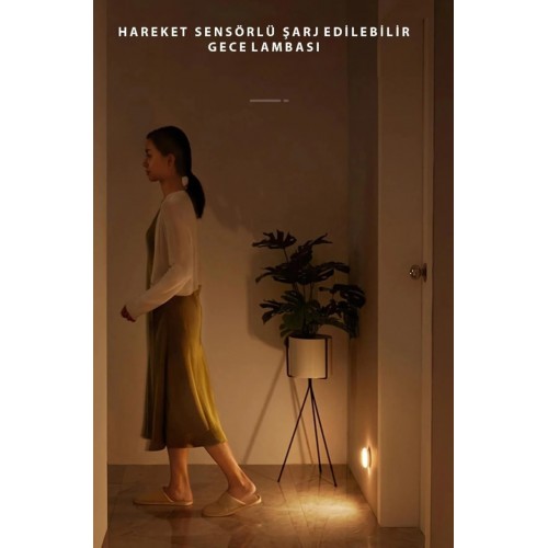 cata Koridor Ve Merdiven için Şarjlı Hareket Sensörlü Usb Şarjlı Günışığı Led Işık Lamba 1 Adet