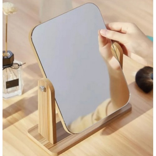 Ahşap Ayarlanabilir Masa Üstü Makyaj Aynası 18 Cm
