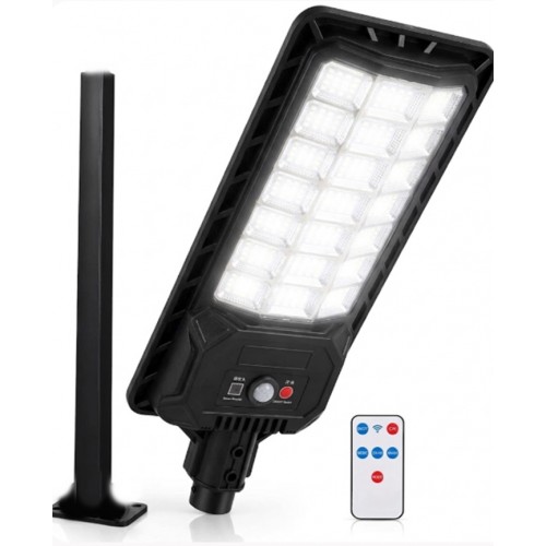200Watt Büyük Boy Solar Güneş Enerjili Sokak Lambası - 336 LED Kumandalı Sokak Lambası + Direk Hediye