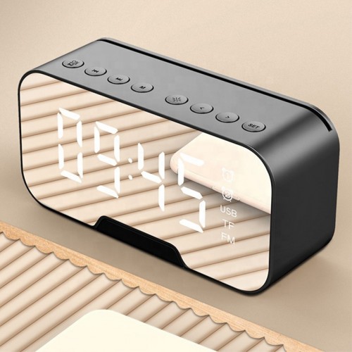 K-10 Bluetoothlu Mp3 Müzik Çalar Fm Radyolu - Alarmlı Dijital Masa Saati / Termometre Özellikli