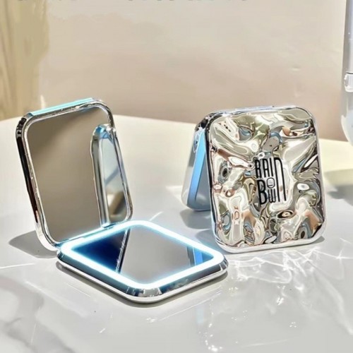 LED Işıklı Katlanabilir Cep Aynası - Kare Tasarım, Çift Taraflı, Makyaj Aynası