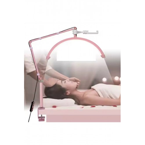 Ay Lamba Led Video Işığı Yarım Ay Şekilli Kumandalı Dolgu Işık Kalıcı Makyaj Tatto Çekim Işığı PEMBE