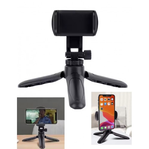 Siyah Mini Telefon Tripodu Masaüstü Monopod Ayaklı 360° Tripod - Yatay veya Dikey Kullanım