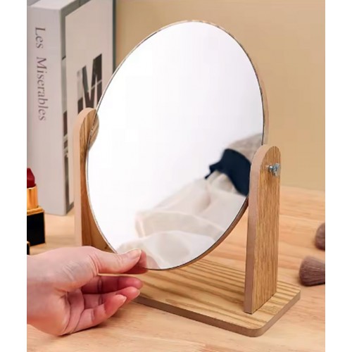 Makyaj Aynası Ahşap Masa Aynası Oval Ayarlanabilir Makeup Mirror Büyük Boy 22Cm