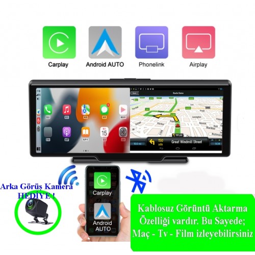 H18C Ekranlı Carplay Apple Android Uyumlu 10.26 inç 4K Görüntü Arka/Ön Görüş Kameralı Android Oto