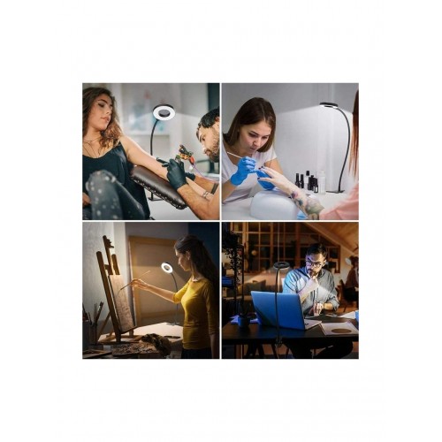 Akrobat Hareketli 10X Büyüteçli Led Işıklı Masa Çalışma Lambası