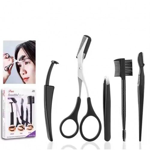 5in1 Kaş ve Kirpik Bakım seti - Kaş Makası, Cımbızı, Tarağı, Dikey ve Yatay Usturası