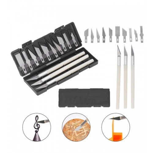 Çantalı 13 Parça Kretuar Bıçağı, Hobi Tasarım Neşter Set Hassas Kesim Bıçağı + 10 adet yedek Bıçak