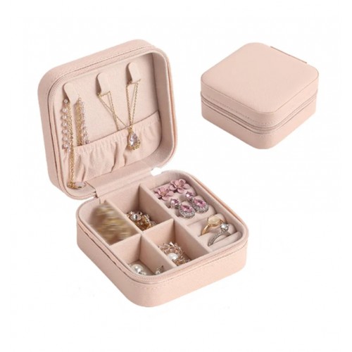Takı Kutusu Düzenleyici Taşınabilir Mücevher-Takı Saklama Kutusu Mini Çoklu Takı Organizeri ( PEMBE )