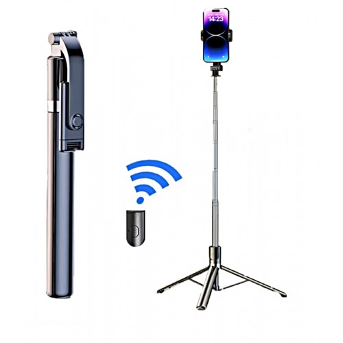 R1S-L 3in1 Bluetooth Kumandalı 170cm Tripod Led Işıklı Selfie Çubuğu Telefon Tripodu - Monopod