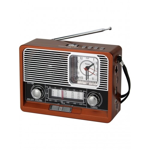 Dekoratif Şarjlı Fenerli Saatli Nostaljik Radyo 