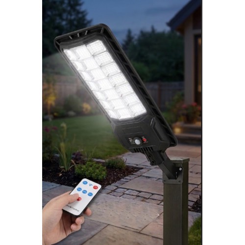 200Watt Büyük Boy Solar Güneş Enerjili Sokak Lambası - 336 LED Kumandalı Sokak Lambası + Direk Hediye
