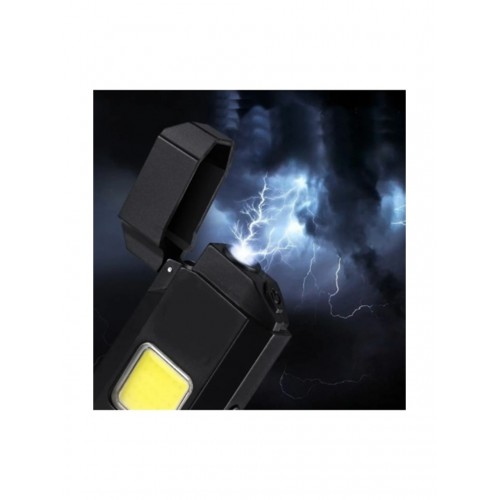 Mini Cob LED Işıklı Type-C Şarjlı Elektronik Gazsız Çakmak, Taşınabilir El Feneri