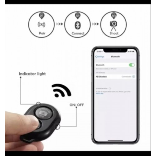 Bluetooth Uzaktan Kumanda, Bluetooth Kumanda - Tüm Akıllı Telefonlara Uyumlu Kolay Video, Selfie Ve Fotoğraf Çekme