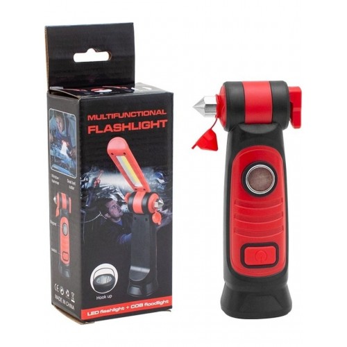 Cam Kırıcı Çekiç + El Feneri + Emniyet Kemeri Kesici 3 Özellik Tek Ürün Oto Pilli El Feneri Mıknatıslı Taşınabilir El Lambası