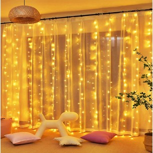  300 Ledli 15 Sarkıt Perde Led Işık-8 Fonksiyon, 3x3 Metre Günışığı Ledli Saçak Ledi