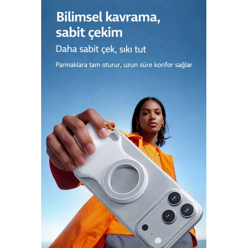 Manyetik Kamera Gripli Telefon Tutucu Deklanşör ve Zoom Tuşlu Profesyonel Fotoğraf Aparatı